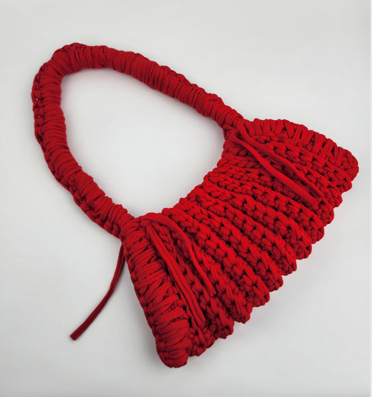 Shoulder Bag crochet in vibrant red Ready to Ship