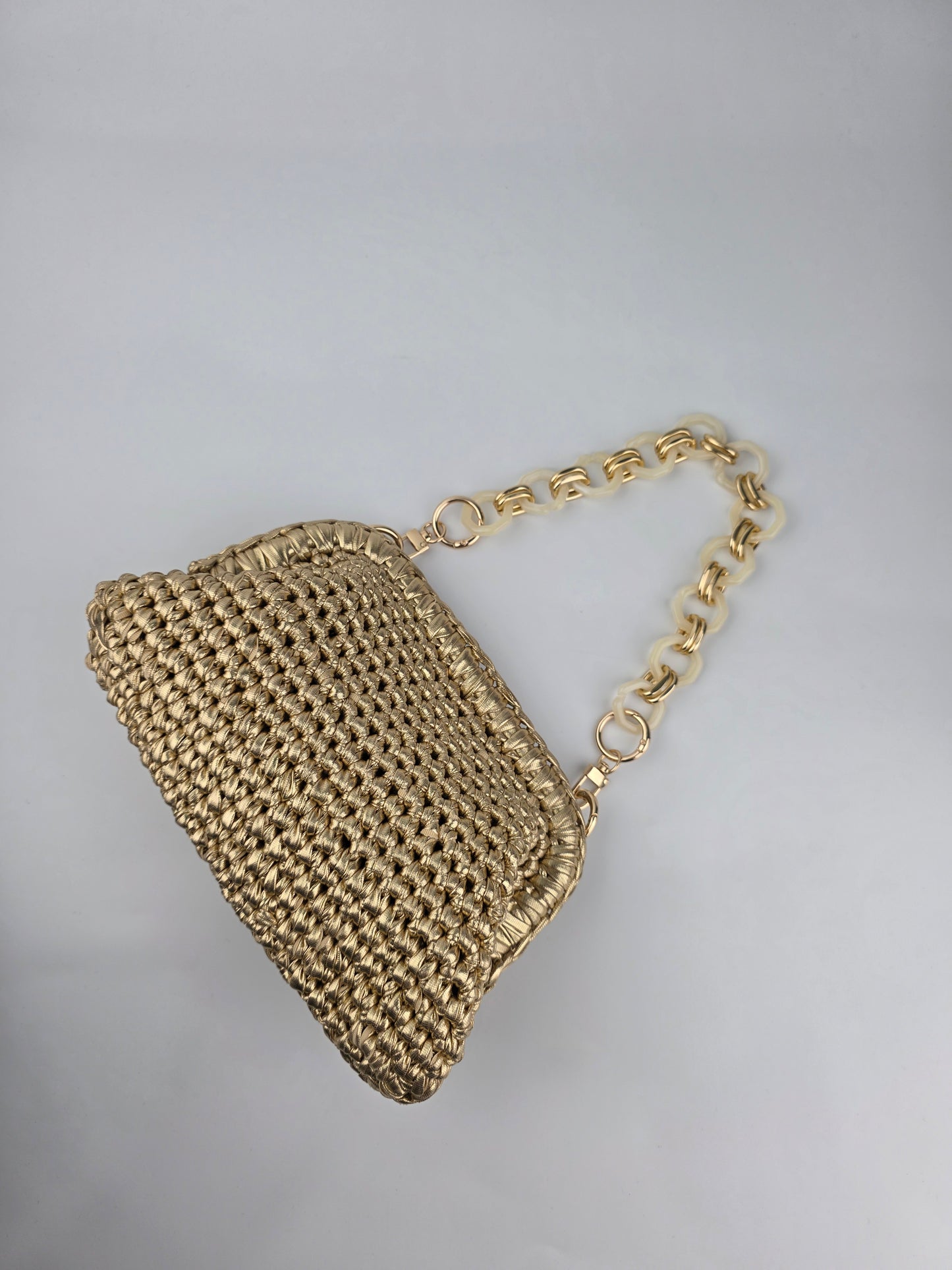 Golden Clutch Handmade Crochet Handbag - Ready to Ship