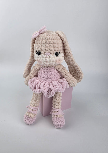 Bunny Ballerina Plush Doll - Handmade Crochet Soft Toy - Ready to Ship