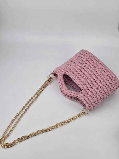 Mauvey Pink Crochet Hand/shoulder bag
