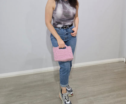 Mauvey Pink Crochet Hand/shoulder bag