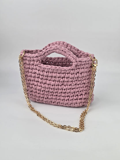Mauvey Pink Crochet Hand/shoulder bag