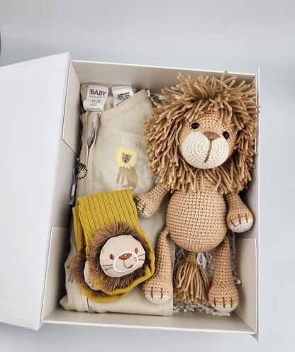 Lion Baby Gift Box Hamper - Handmade Soft Toy - Ready to Ship