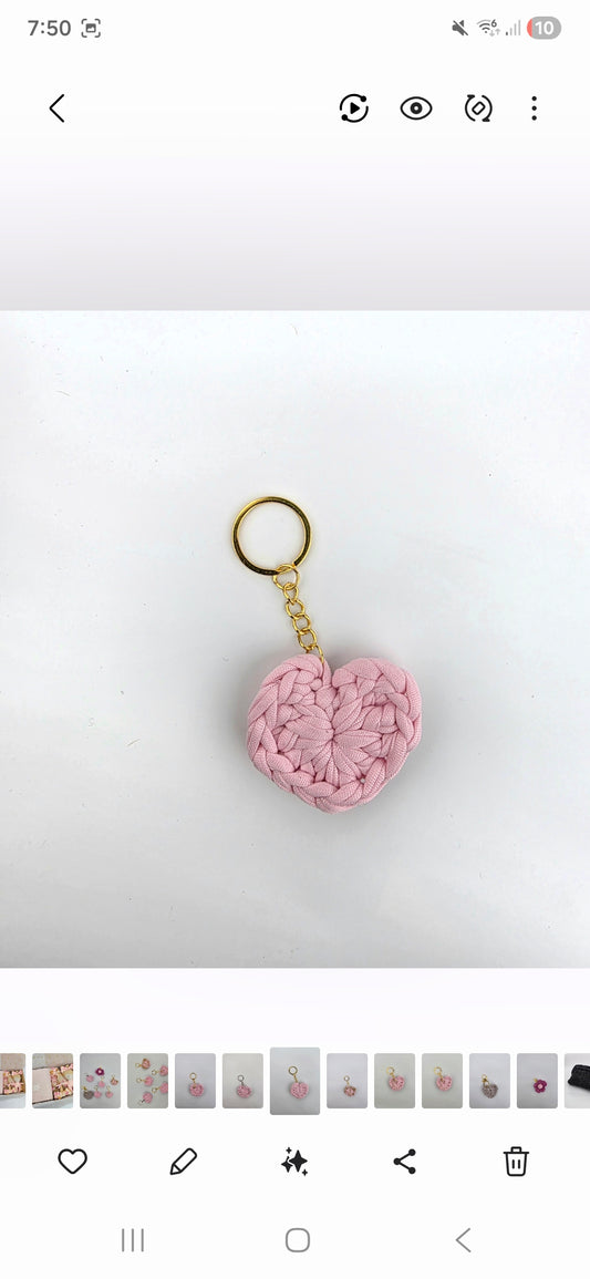 Handmade Pink Heart Keyring