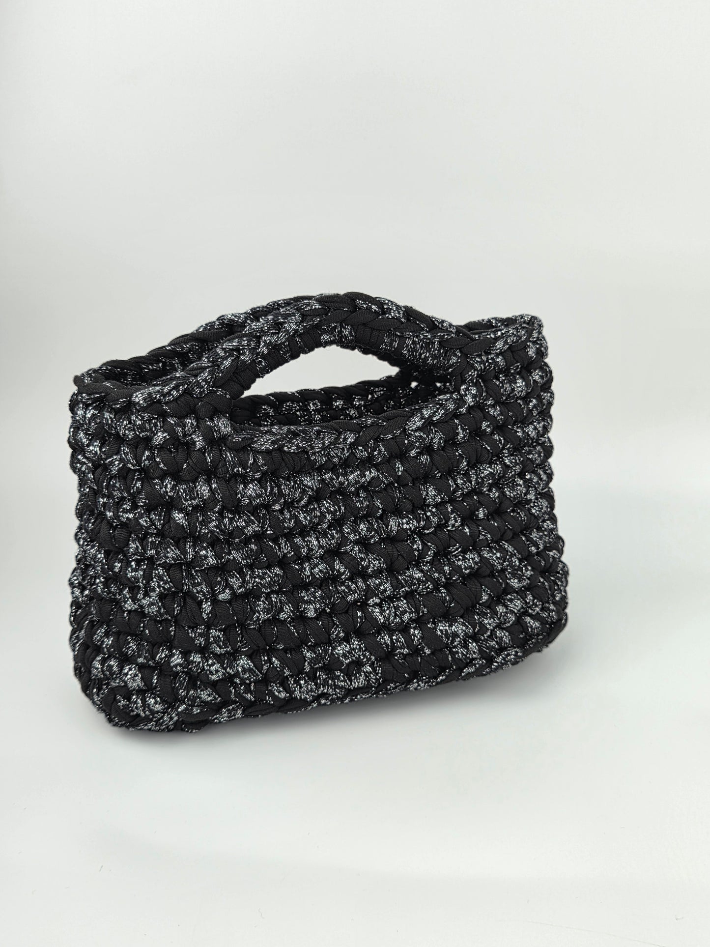 NEW Black with Silver Crochet Hand/shoulder bag