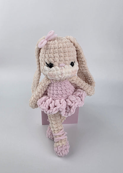 Bunny Ballerina Plush Doll - Handmade Crochet Soft Toy - Ready to Ship