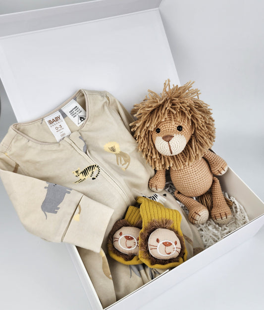 Pre-Order - Lion Baby Gift Box Hamper - Handmade Soft Toy