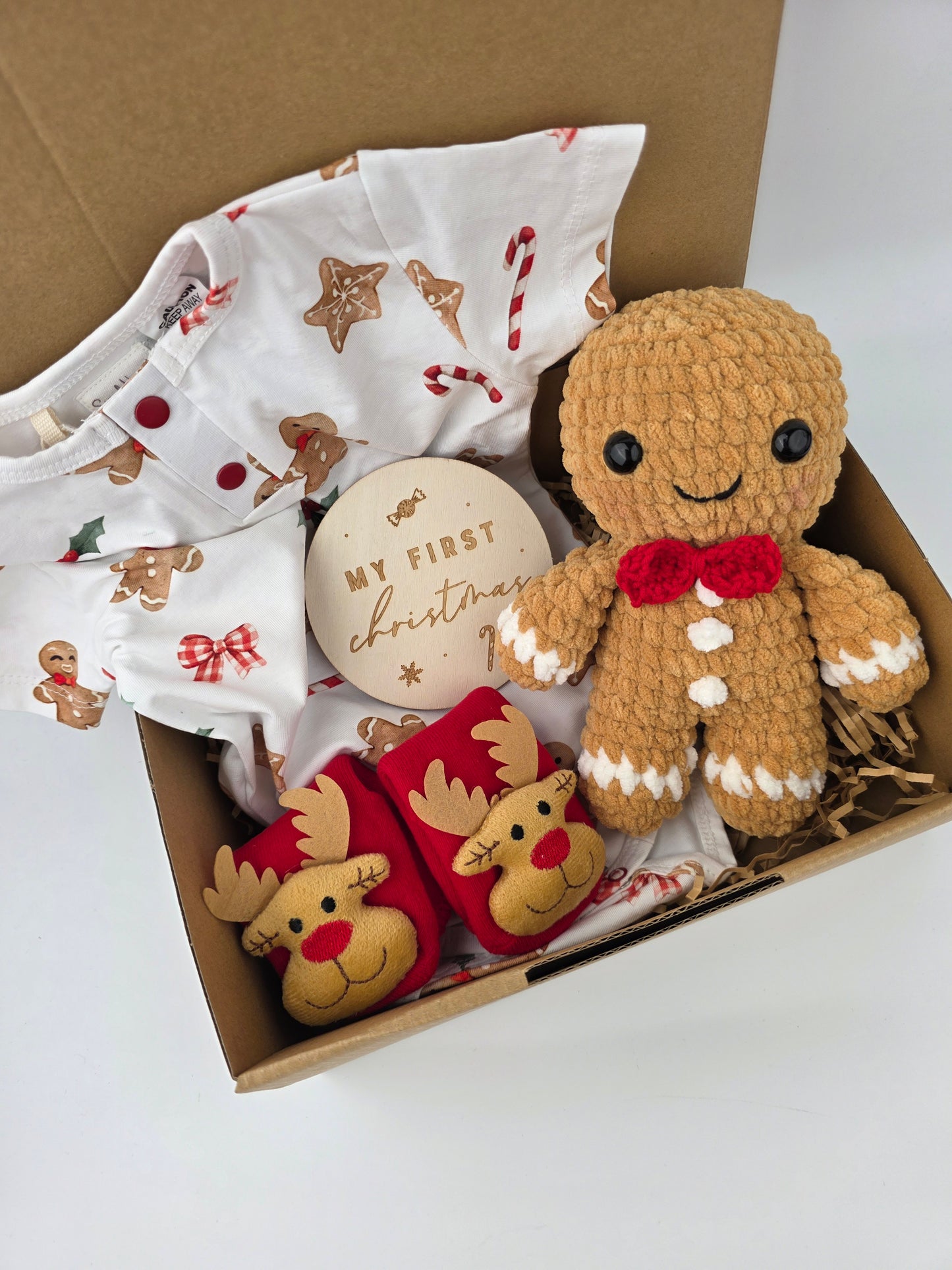 Baby's First Christmas - Gingerbread Man Gift Box Hamper - Ready to ship