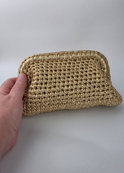 Golden Clutch Handmade Crochet Handbag - Ready to Ship