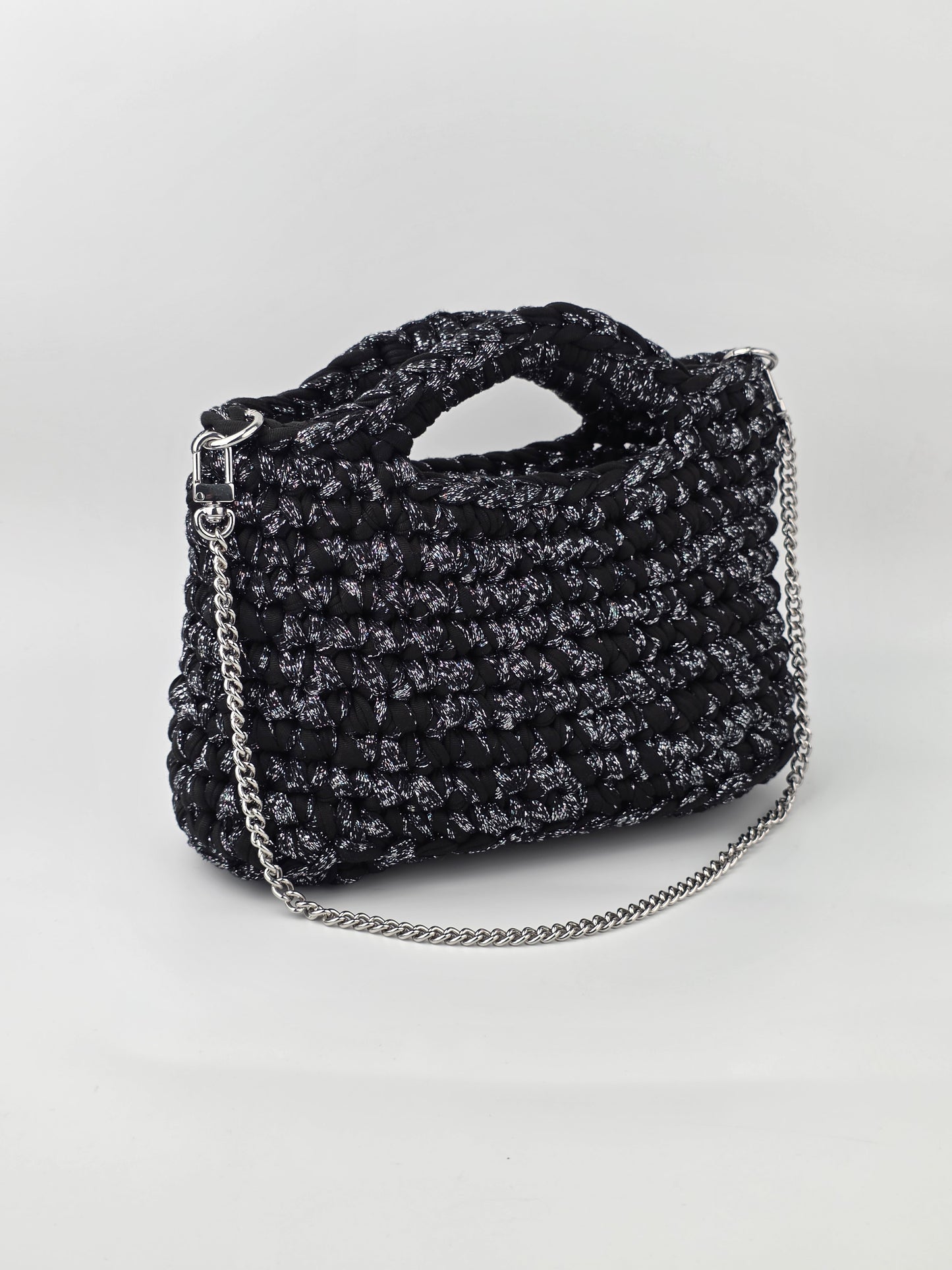NEW Black with Silver Crochet Hand/shoulder bag
