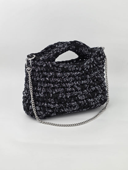 NEW Black with Silver Crochet Hand/shoulder bag